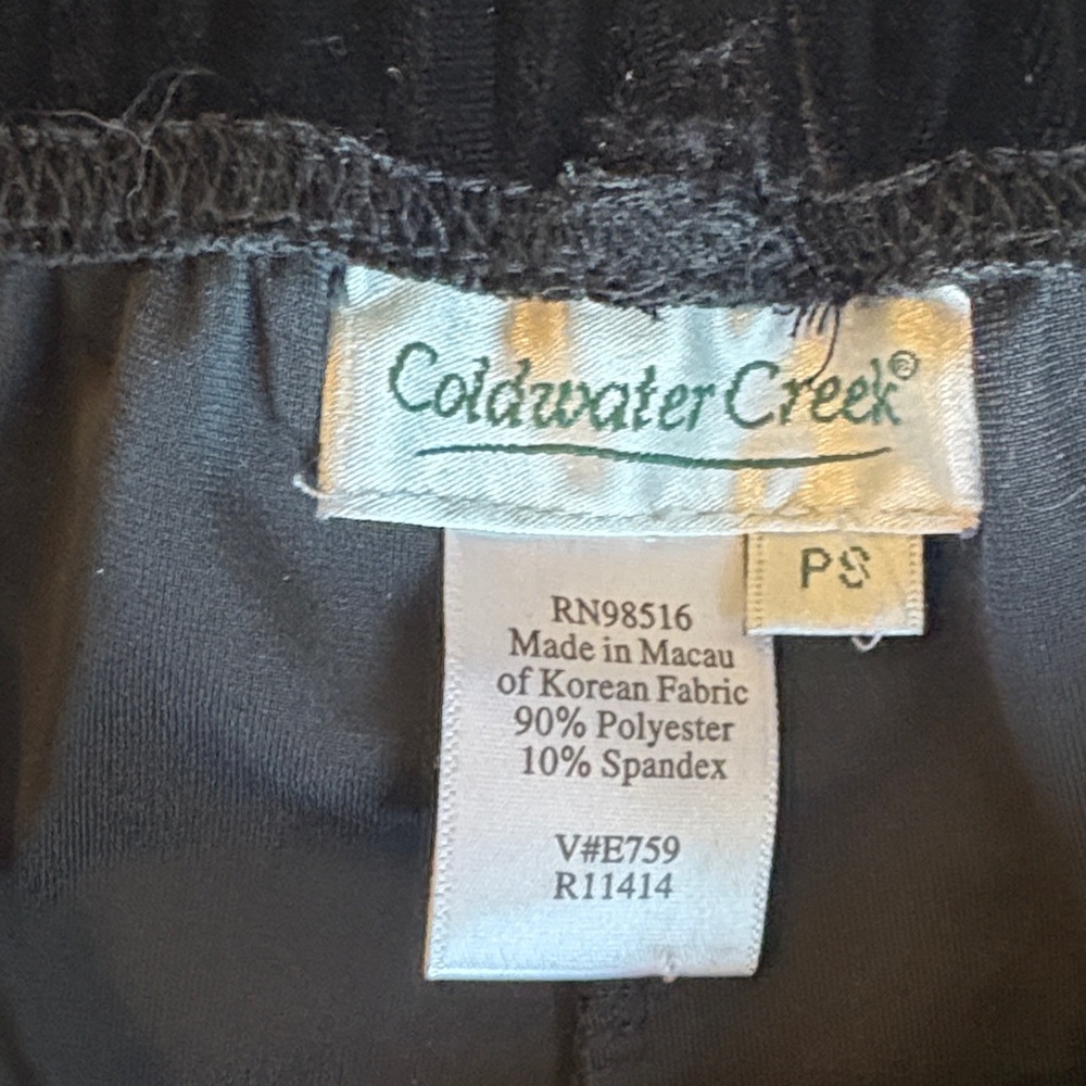 Coldwater Creek Black Velour Pull On Relaxed Pants Trousers Women’s PS - Picture 2 of 9